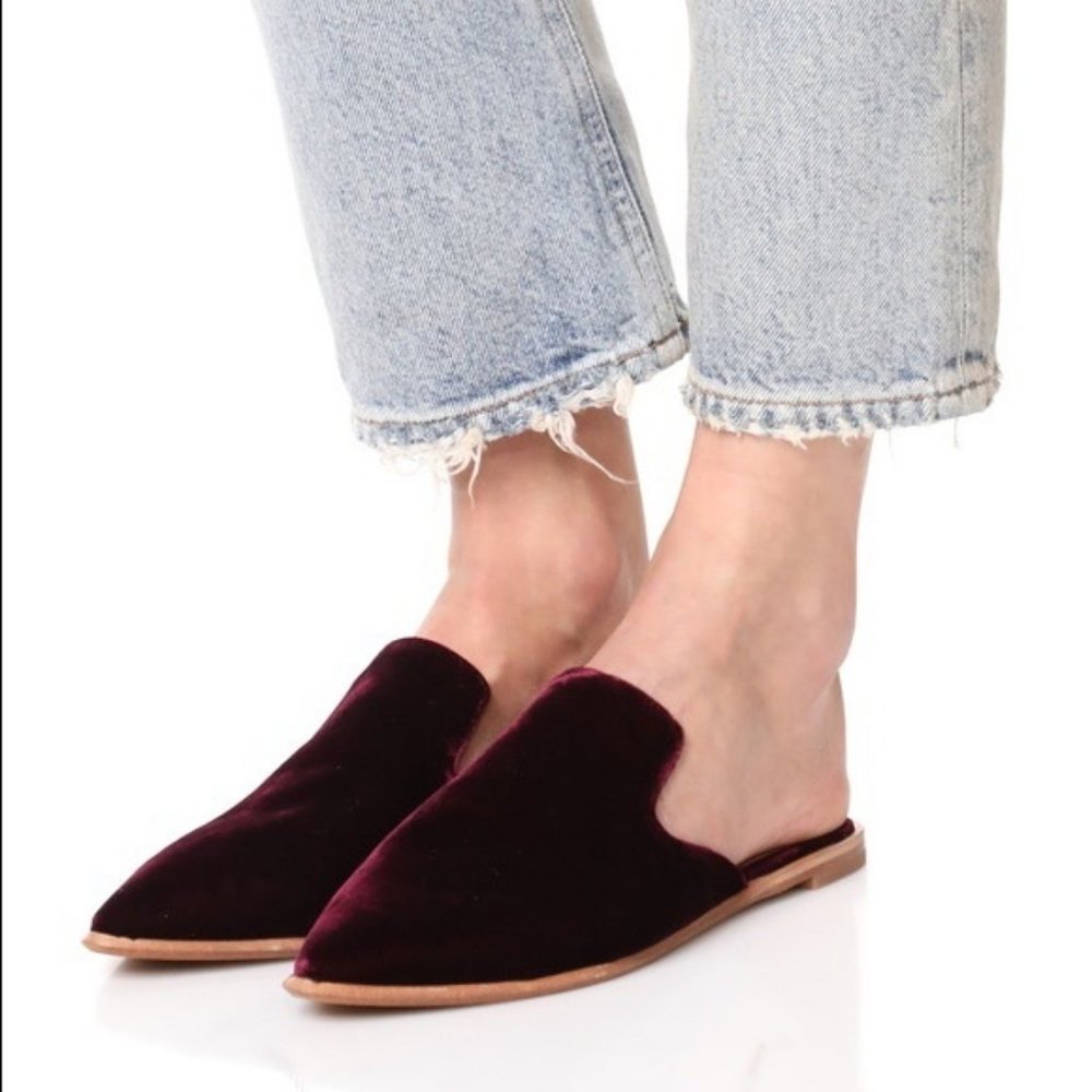 MADEWELL GEMMA VELVET PINOT NOIR  MULE SLIDES 8.5